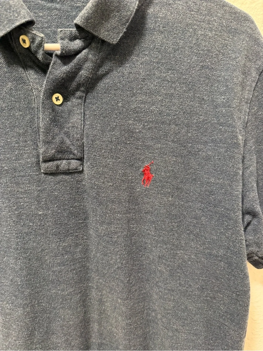 Polo By Ralph Lauren. The Iconic Mesh Polo In Classic Royal Heather W/Red Logo